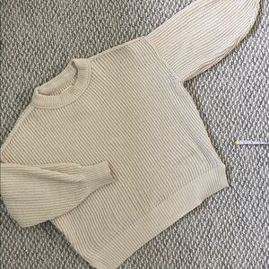 Aerie Cream Chenille Ribbed Sweater